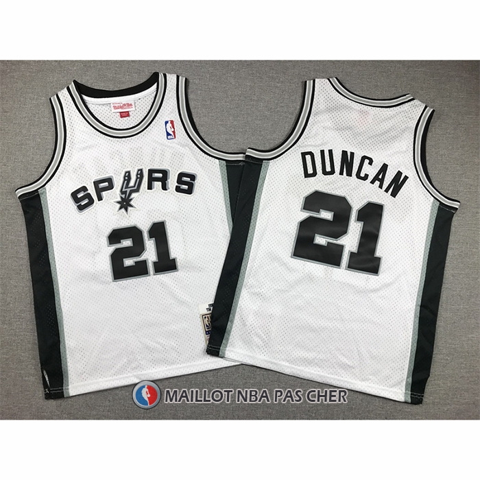 Maillot Enfant San Antonio Spurs Tim Duncan NO 21 Mitchell & Ness 1998-99 Blanc